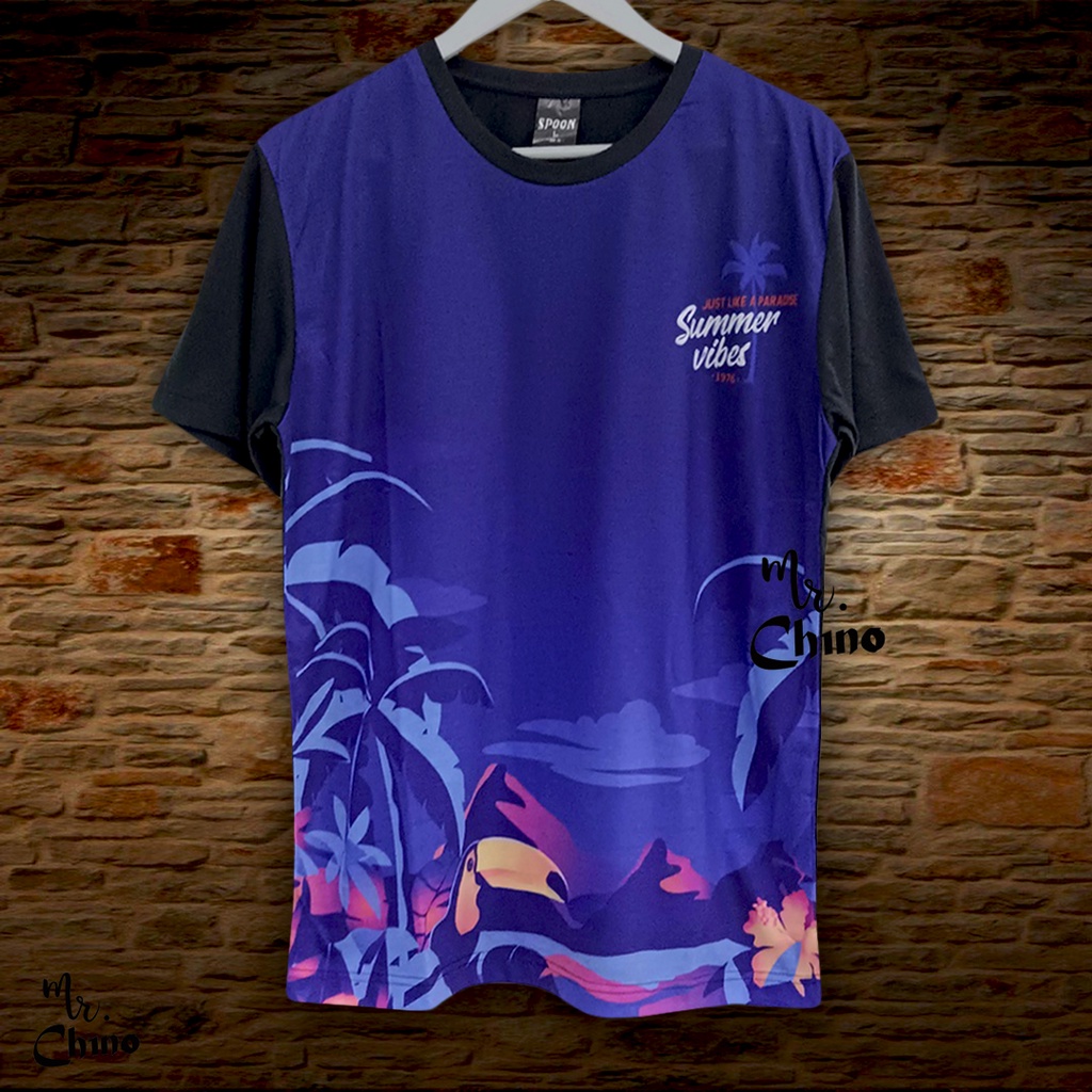 Kaos Pria Distro Motif Summer Paradise | Kaos T Shirt Laki2 Dewasa Import | Tshirt Cowok Casual Simp