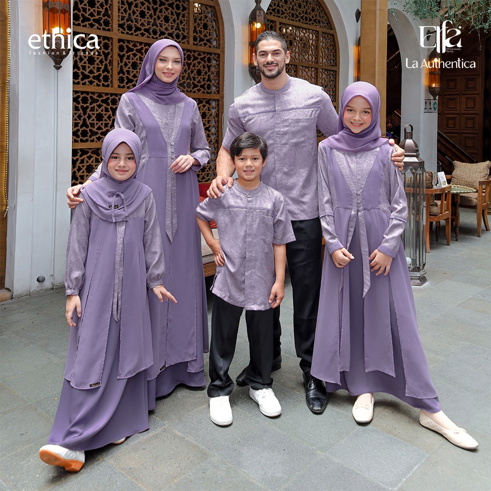 Ethica Sarimbit Keluarga Ekslusif 2023 Elfa 261 Grape Compote Dress Couple Kondangan