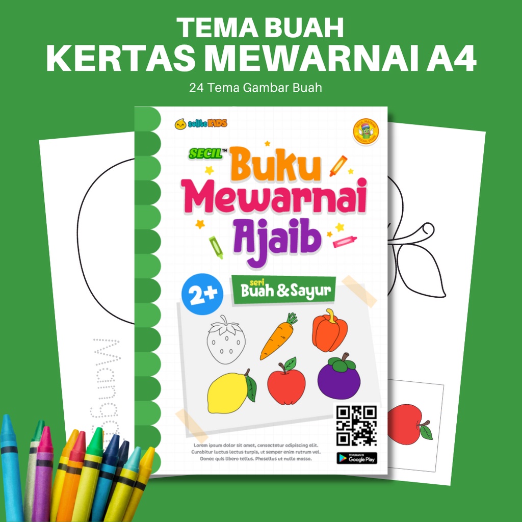 

Kertas Gambar Mewarnai A4 - Coloring Page Buah Sayur (Min Order 10pcs)