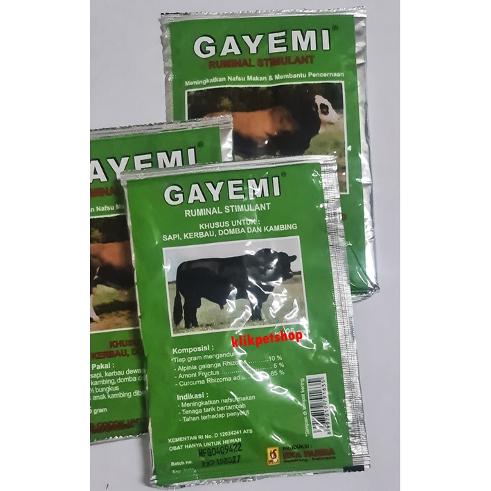 Gayemi Eka Farma Penambah Nafsu Makan Dan Membantu Pencernaan Sapi Kambing 25 gr