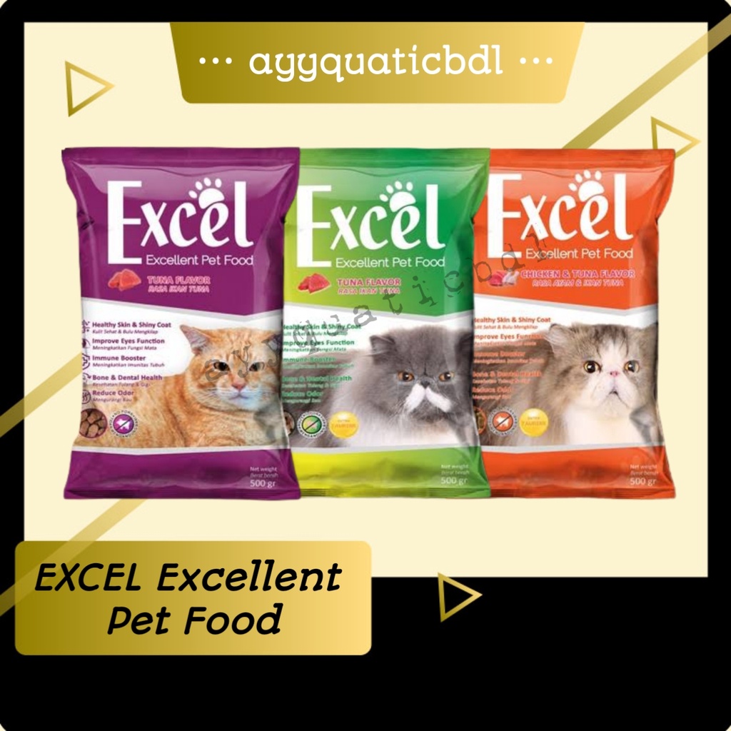 500 gram | EXCEL MAKANAN KUCING KERING EXCELLENT CAT FOOD