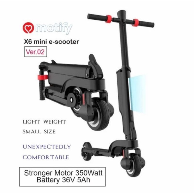 Skuter Listrik Motify X6. Light weight 9,5kg - Good for kids Versi#2. Motor upgraded jadi 350 Watt d