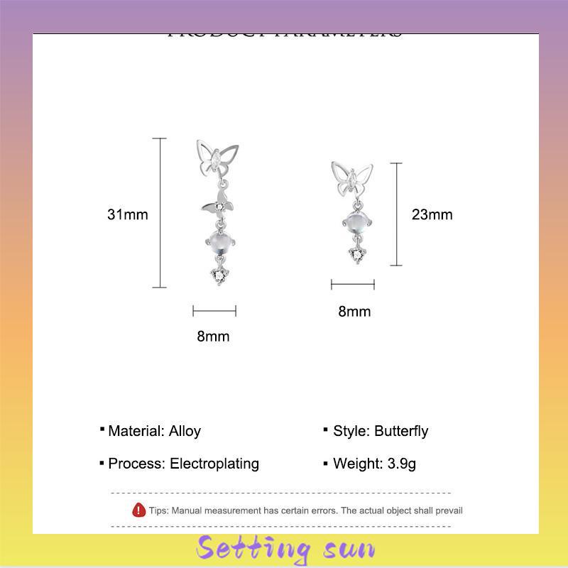 S925 Anting Rumbai Kupu-kupu Asimetris Perak Desain Mewah Anting Premium Sense TN