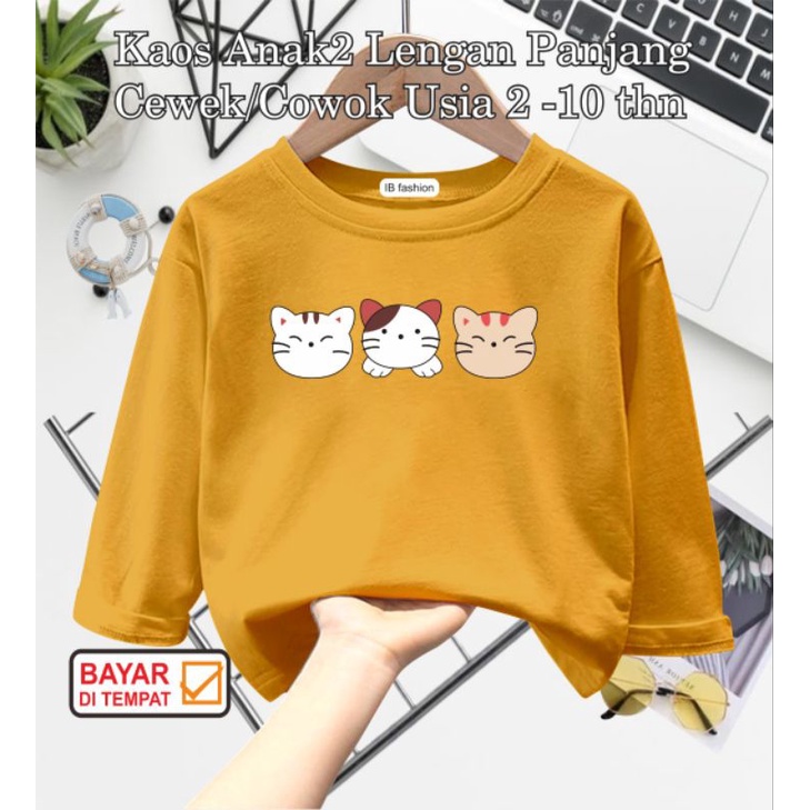 ((IB))KAOS ANAK UNISEX PANJANG/KUCING DIGITAL SABLON