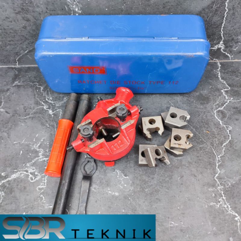 alat senai drat pipa ukuran 1/4 - 1 1/4 inch no 112 senai drat luar manual ratchet die stok
