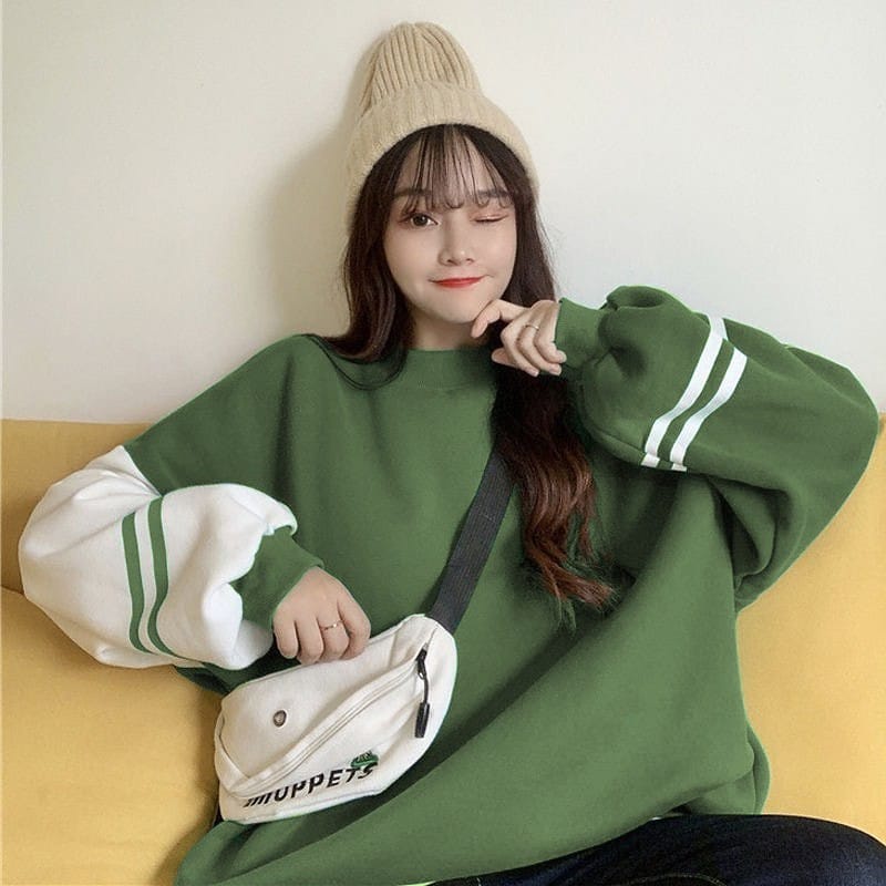 Sweater Wanita Oversize - MOONA Sweater Wanita Korean Style Big Size Kekinian