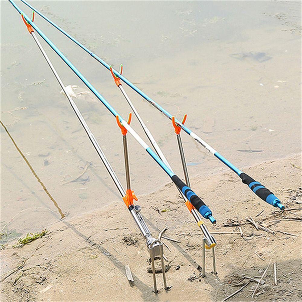 Augustina Joran Pancing Stand Aksesoris Alat Pancing 1.5-2.4M Stainless Steel Rak Pancing Insert Ground Fishing Pole Holder