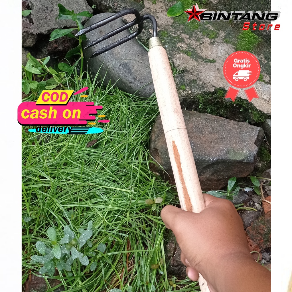 cangkul kecil merawat taman garukan sampah kecil besi asli