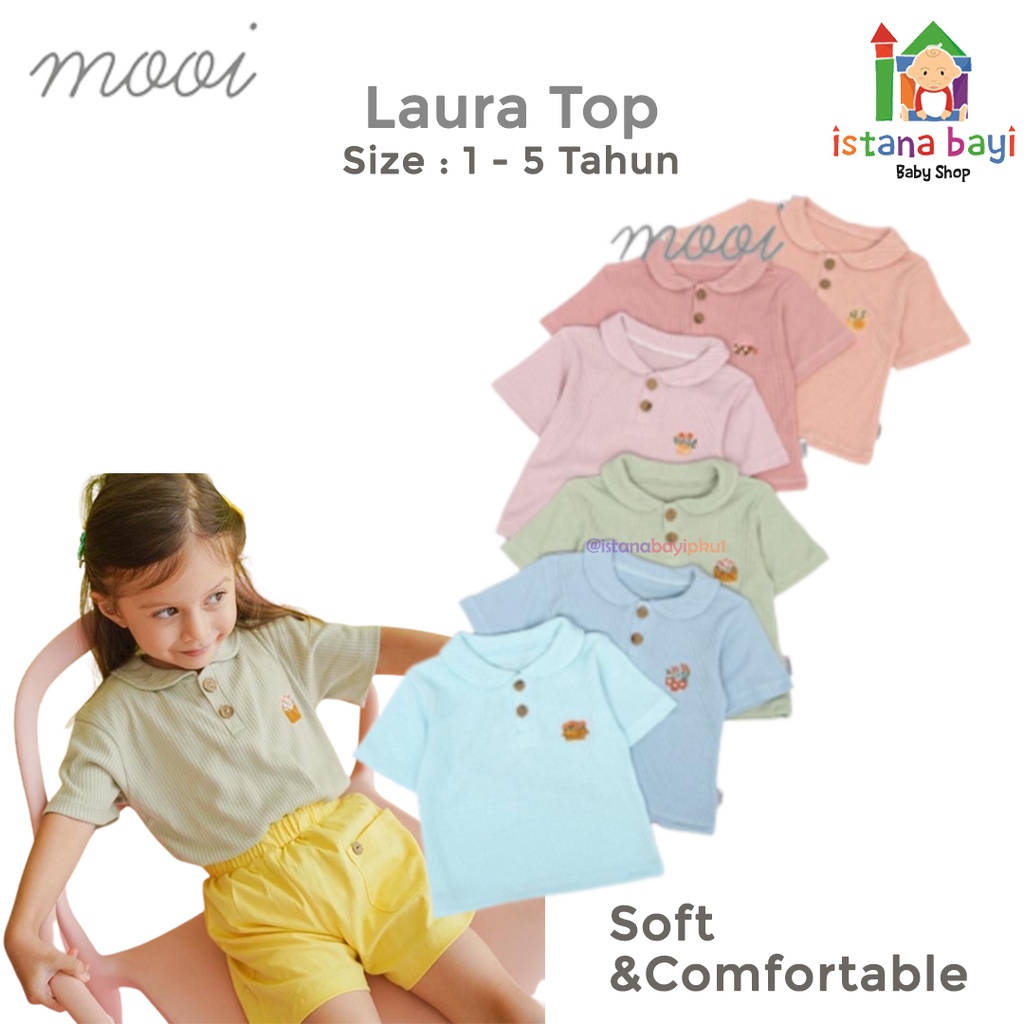 Mooi Laura Rib Top / Mooi Atasan Anak Perempuan 1-5 Tahun