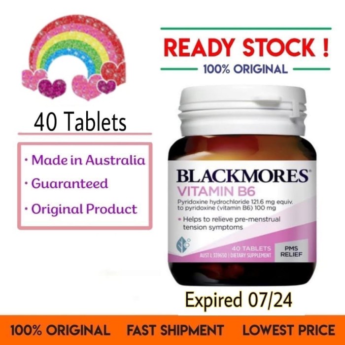 Jual Blackmores Vitamin B6 Pereda Nyeri Haid Menstruasi PMS 40 tablet ORI Shopee Indonesia