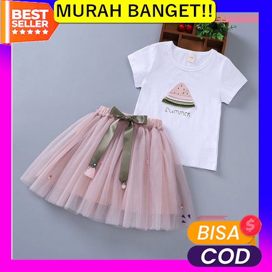 [Kirim Topi] Gadis 1-4 Tahun Bayi Musim Panas Gaun Ceri Bayi Rok Gaun  [Princess Kesli] 1-9Tahun Set