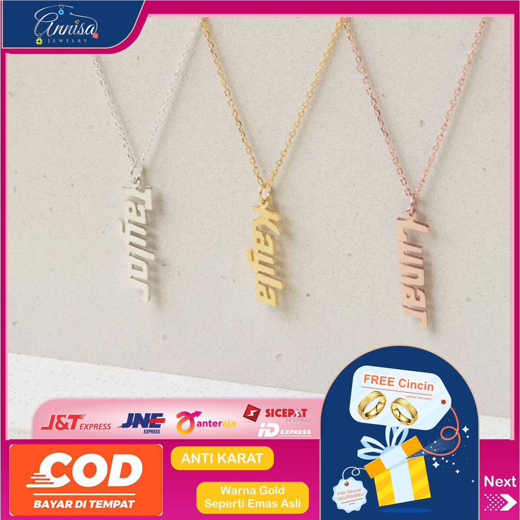 Kalung nama terbaru free cincin titanium asli anti karat