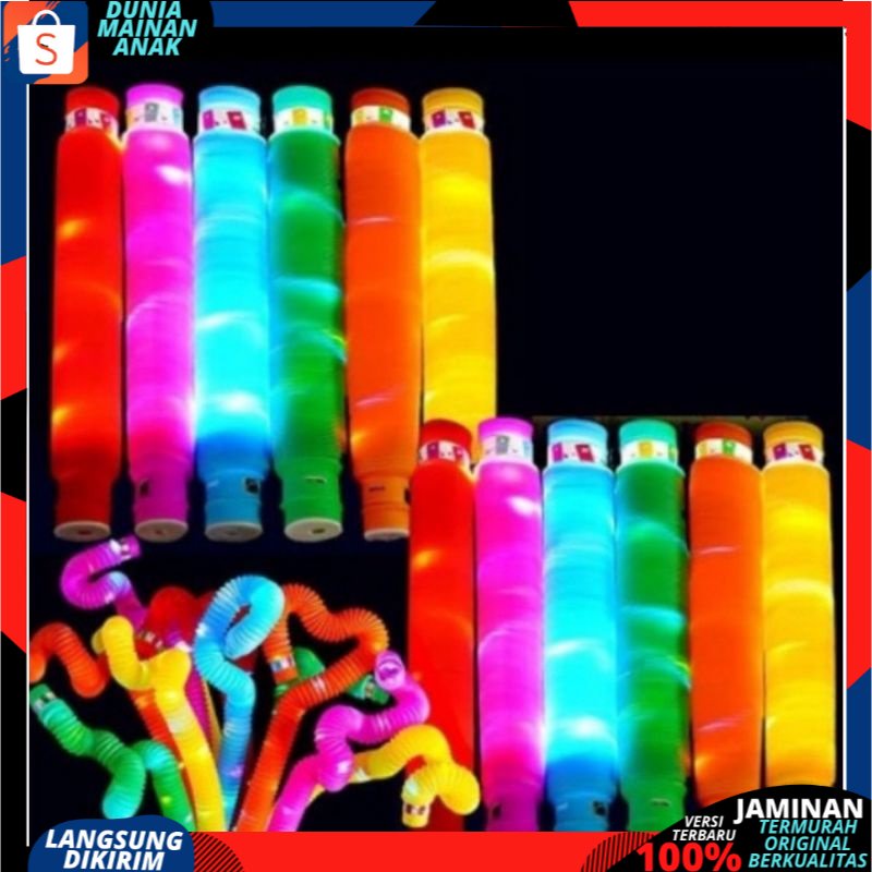 Mainan Lampu Stick Pipa Selang Fidget Toy / mainan pipa lampu Pop Pipes / Mainan Viral CEV Light Up Pop Tubes