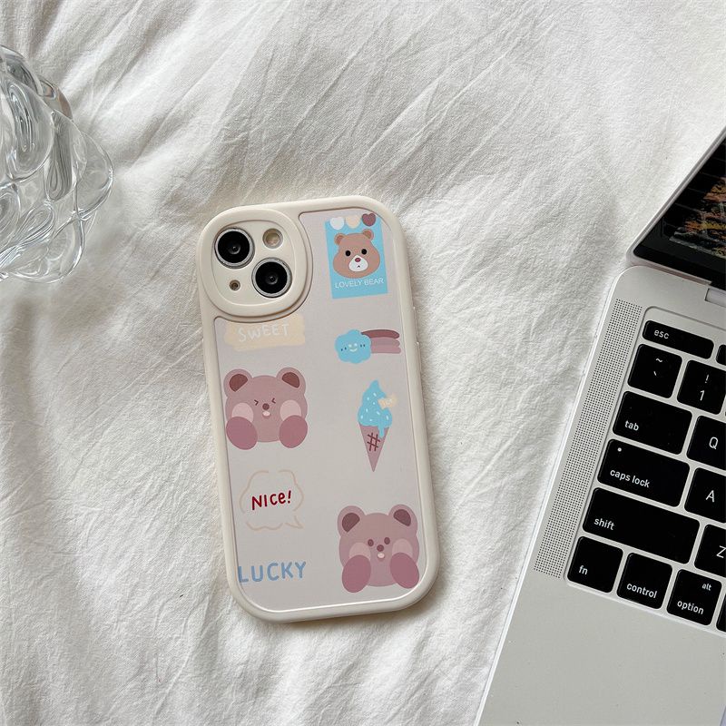 So Cute Ice Cream Bear Soft CaseINFINIX HOT 10 11 Play 11s 10s 9 Play Note 8 Smart 5 6 Lite Protect Case Cartoon White Girl