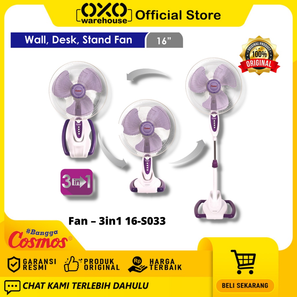 Cosmos Kipas Angin Dinding 3in1 Garansi Resmi wall/Desk/Stand/Fan