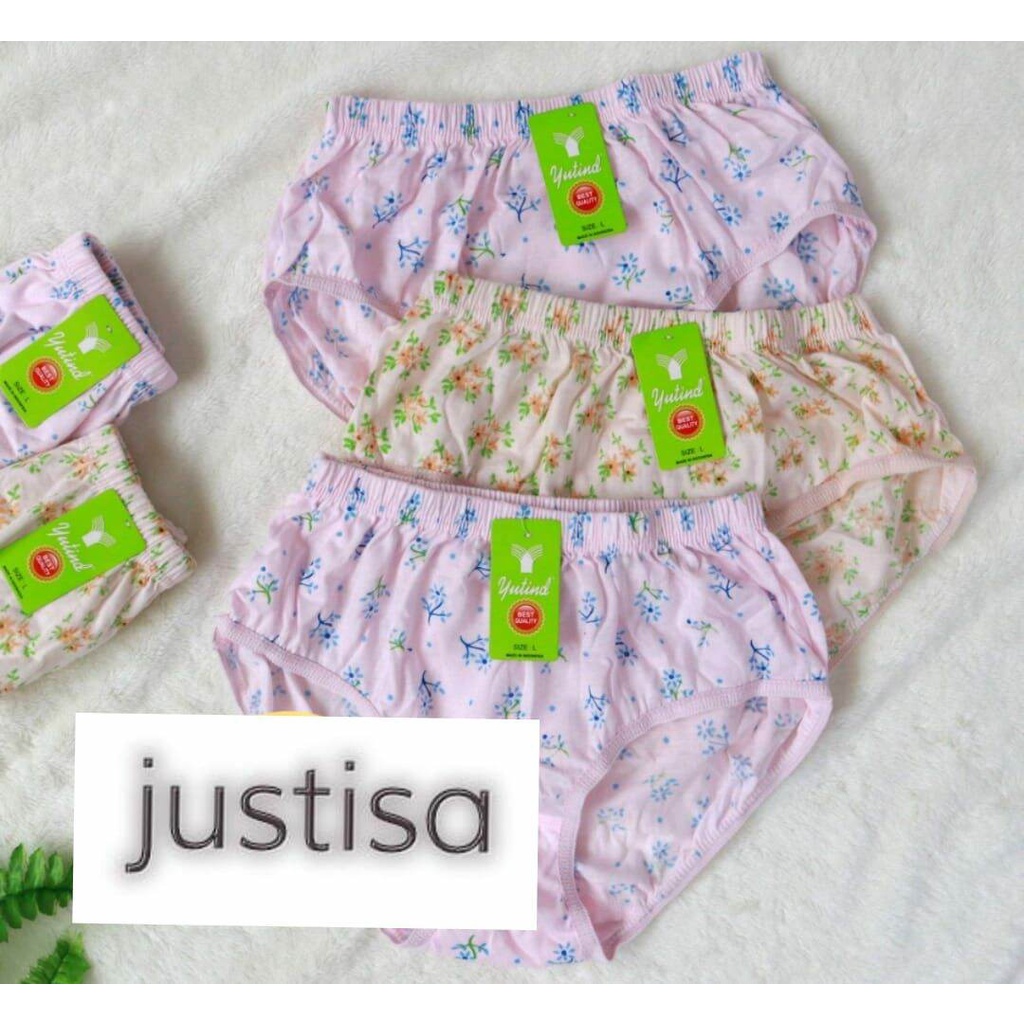 Y..3 PCS CELANA DALAM WANITA KEMBANG PRINT CELANA DALAM WANITA DEWASA KARET KERUT (VI IA2-LA2) MOTIF