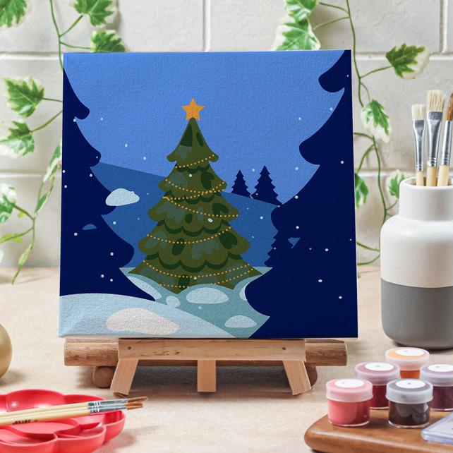 

Paint by number Pohon Natal diy painting canvas 20x20 alat lukis - Christmas Tree, 15x15