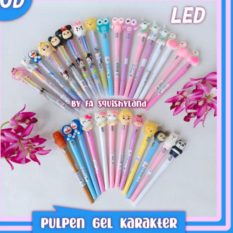 

↮ READY STOCK! Pulpen Gel Karakter LED / Bulpoint Karakter / Alat Tulis ღ
