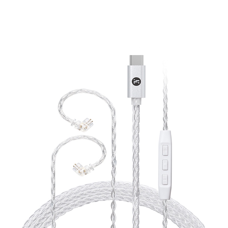 Jcally TC30 Pro CX31993 Kabel headphone audio digital Tipe C Lapis silver MMCX Untuk KZ ZSN ZS10 X Pro