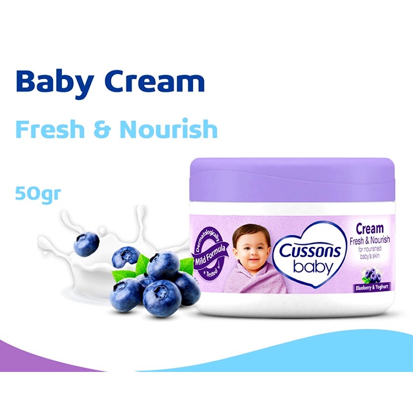 Cussons Baby Cream 50 gr / Fresh &amp; Nourish / Soft &amp; Smooth / Mild &amp; Gentle / Newborn 50gr - Krim Pelembab Kulit Bayi