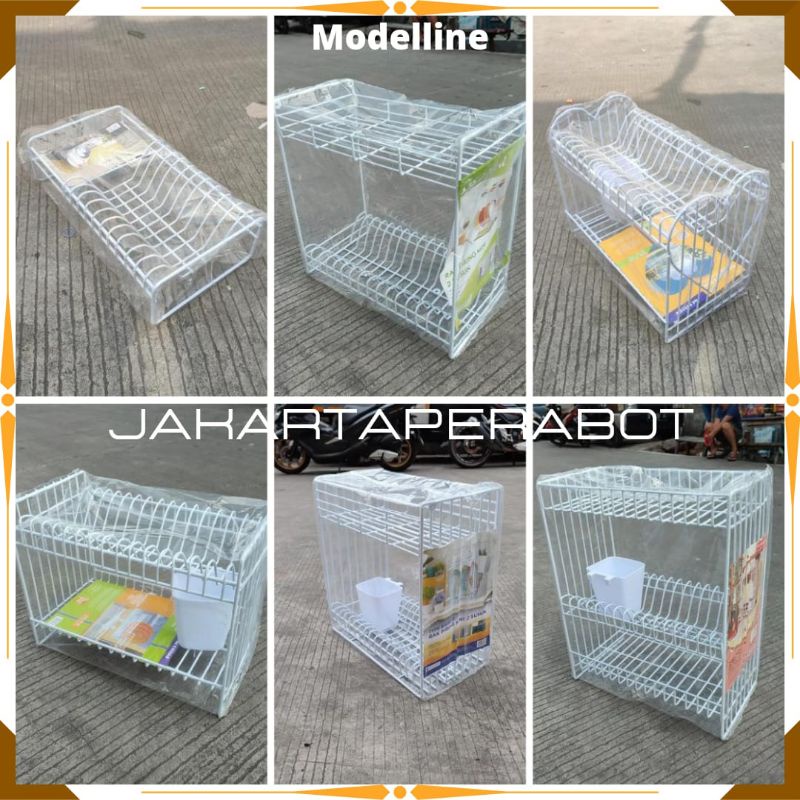 MODELLINE - Rak Piring Gelas Susun 3 + Tempat Sendok / Rak Piring Susun + Tempat Sendok / Rak Piring Gantung / Rak Dapur / Rak Gantung