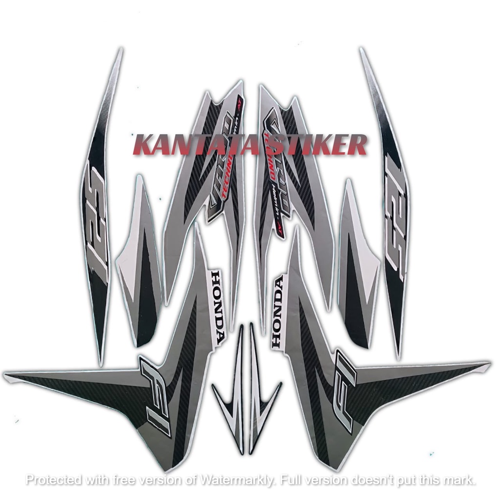 STIKER STRIPING MOTOR LIS BODY MOTOR VARIO TECHNO 125 FI 2013 PUTIH ABU STANDAR FULL SET