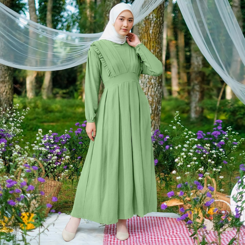 Gamis maxy Zeanez Crincle Airflow Demore Ukuran XL