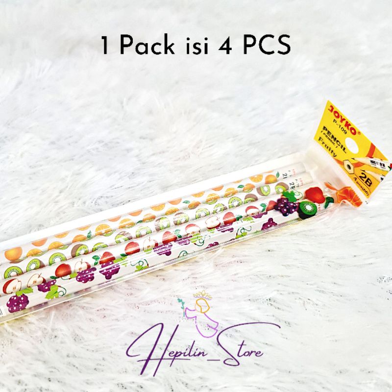 

PENSIL 2B JOYKO FRUITY P-109 1 Pack isi 4 PCS / Pensil Motif Buah Buahan Kiwi , Anggur dll