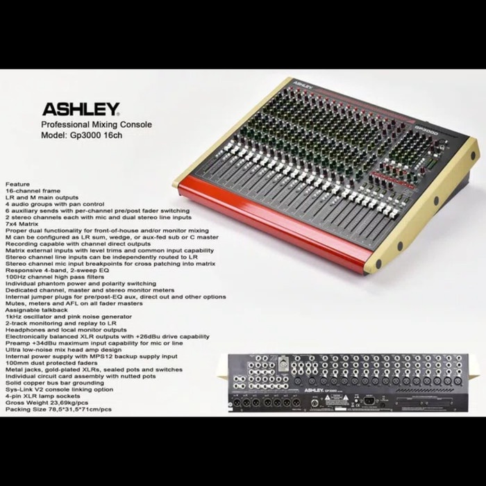 Mixer Audio 16ch Ashley GP3000 / GP 3000 16 Channel TERBAIK