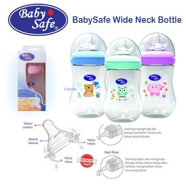 Botol Susu Bayi Baby Safe Wide Neck 250ml Motif WN05