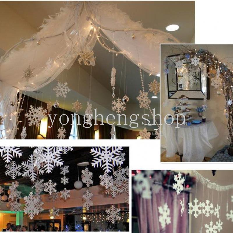 12pcs Banner Garland Desain Snowflake 3D Bahan Kertas Untuk Dekorasi Natal