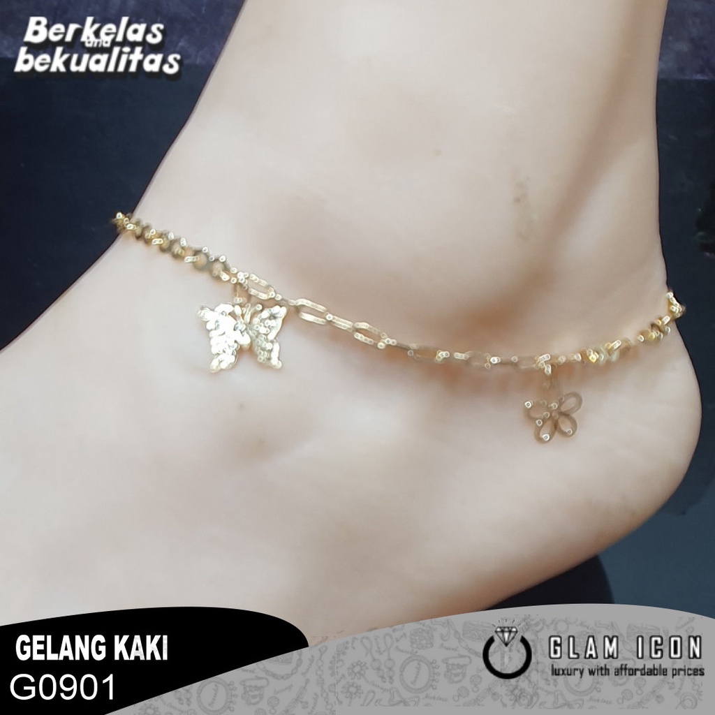 GLAMICON JEWELRY-Gelang Kaki Dewasa Kupu2 Bunga  G0901 GKG