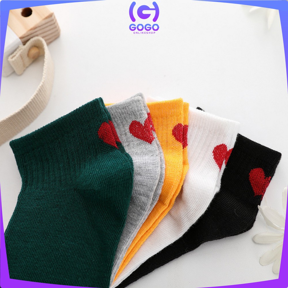 GOGO-P255 Kaos Kaki Motif Love Kaos kaki Pendek Ankle Fashion Korea Women Socks Ala Korea Semata Kaki Import