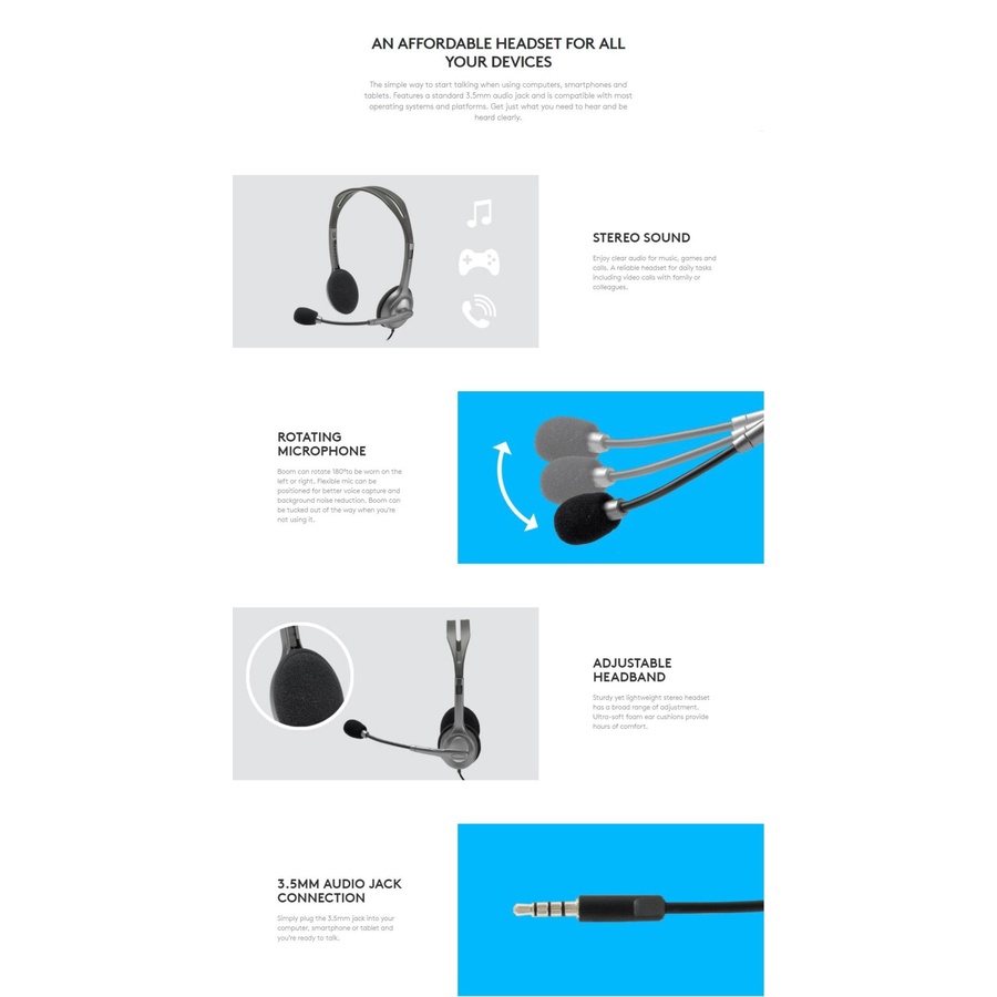 Logitech H111 Stereo Headset TOP