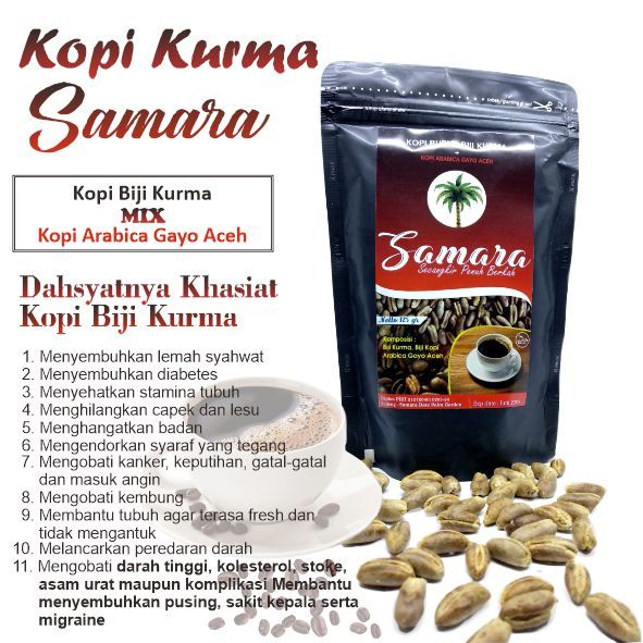 

KOPI BIJI KURMA SAMARA mix KOPI ARABICA GAYO ACEH - KOPI KURMA - BUBUK