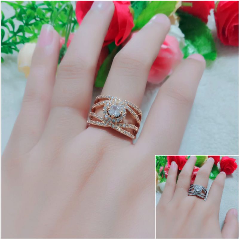 Fourfashion Cincin Xuping Dewasa Full Permata Cantik Kekinian HH157