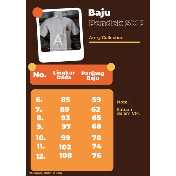 Baju SMP pendek warna putih GS bahan oxfod sari warna Kemeja Pendek Seragam sekolah