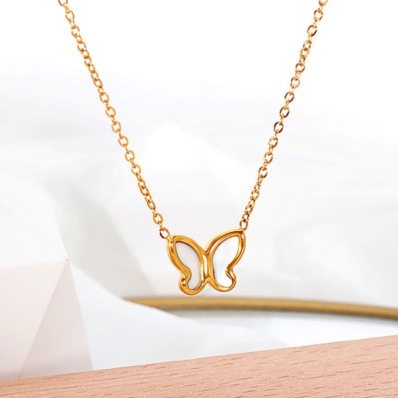 GG Kalung Single Butterfly Rantai Classic Gold