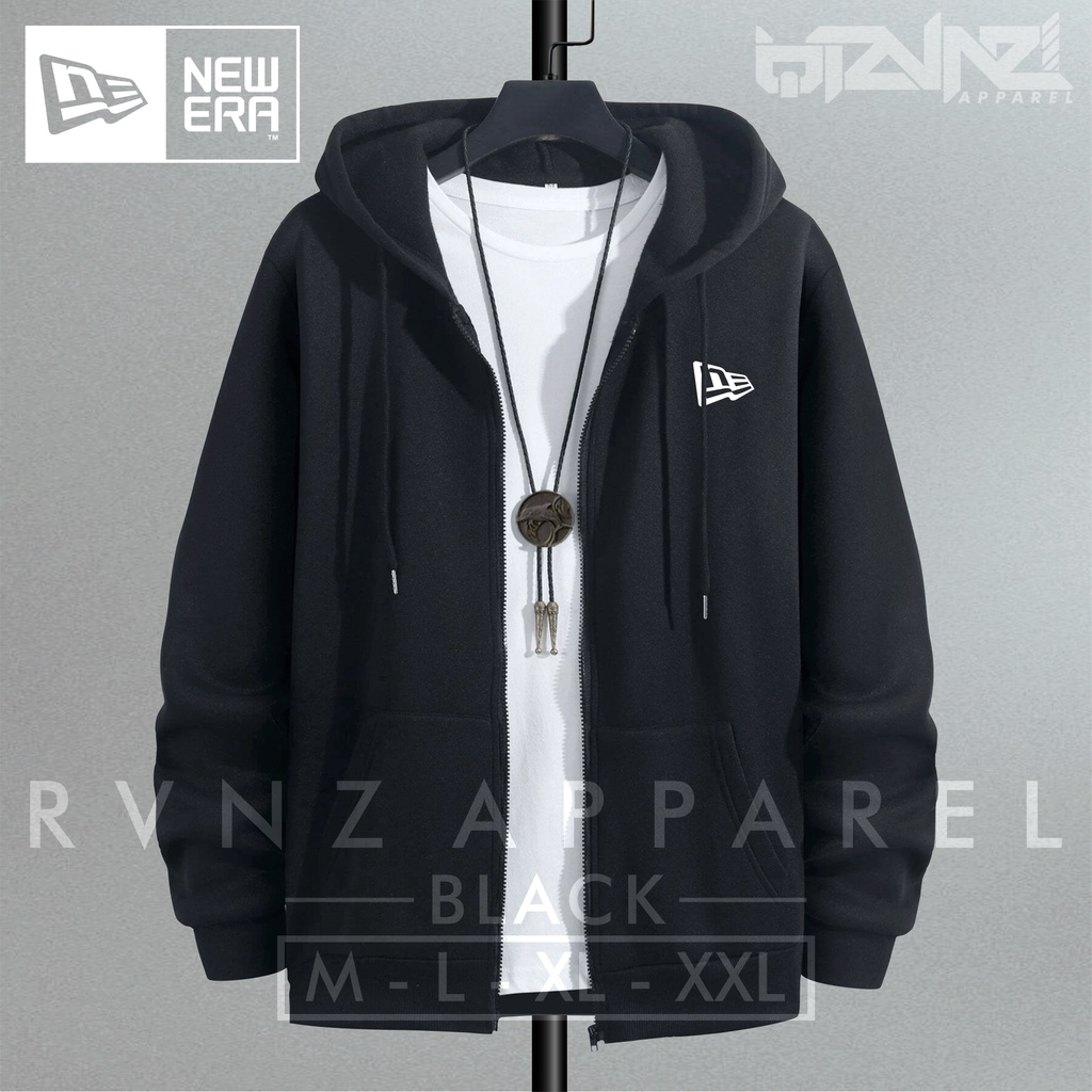 Jaket Sweater Hoodie Resleting ZipperNewEra Pria & Wanita Premium Quality Bahan Fleece Tebal