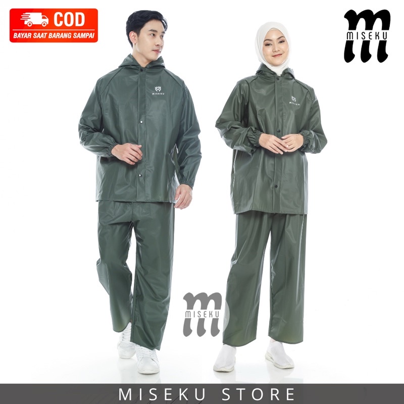 JAS HUJAN, RAINCOAT Pria Wanita Terbaik By MISEKU Anti Rembes Mocca