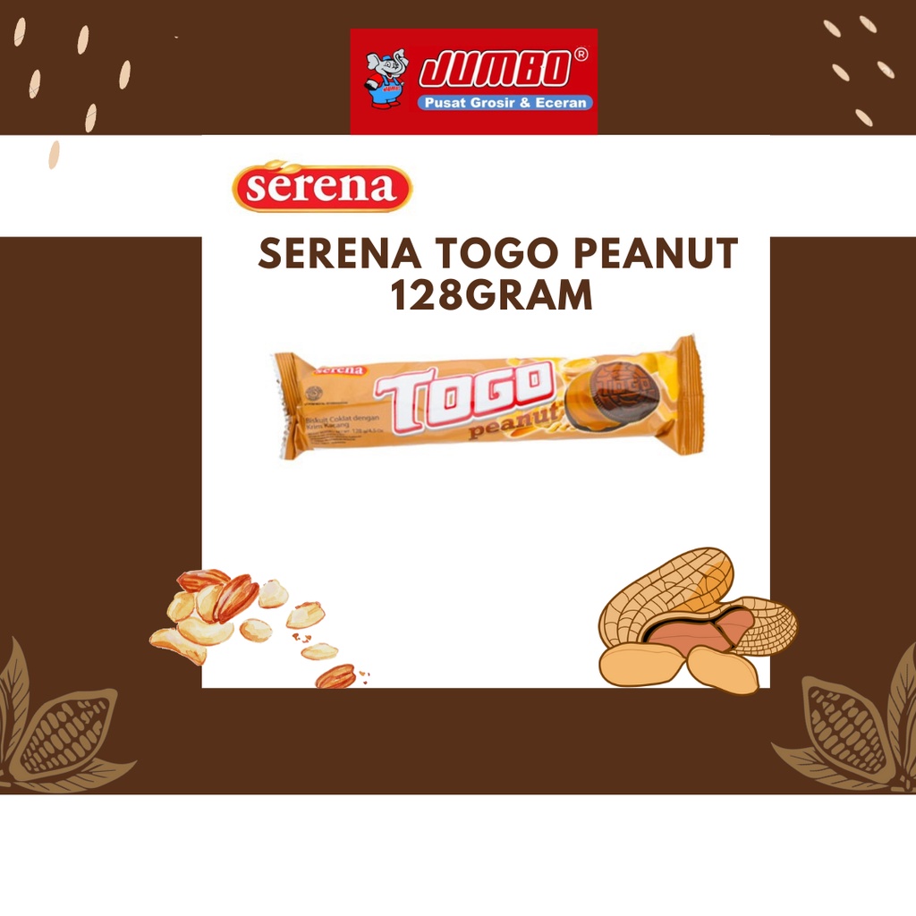 

Serena Togo Biskuit Kacang 128 gram/ Biskuit coklat dengan krim Kacang