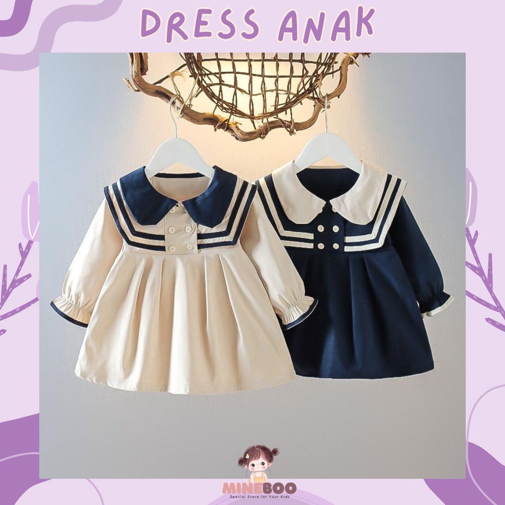 mineboo DRESS YEONA EBV Baju Dress Anak Perempuan Import ress anak/Bayi Perempuan Gaun bayi Rok Anak tipis Pakain anak perempuan cewek inport dress pesta anak cew lucu