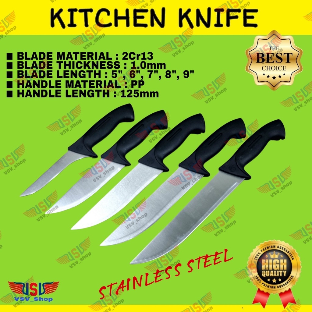 Pisau Dapur Gagang Plastik PP Premium Kitchen Knife 8&quot; Chef Knife