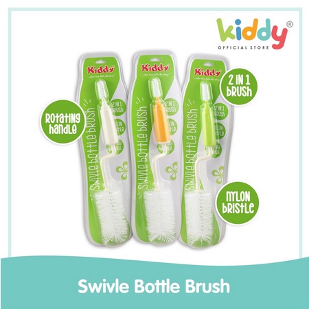 Kiddy Swivle Bottle Brush 2in1 Brush Sikat Pembersih Botol dan Dot Bayi Putar kiddy  KD 9301  / Share: Kiddy Sikat Botol Susu Bayi - WTP9301