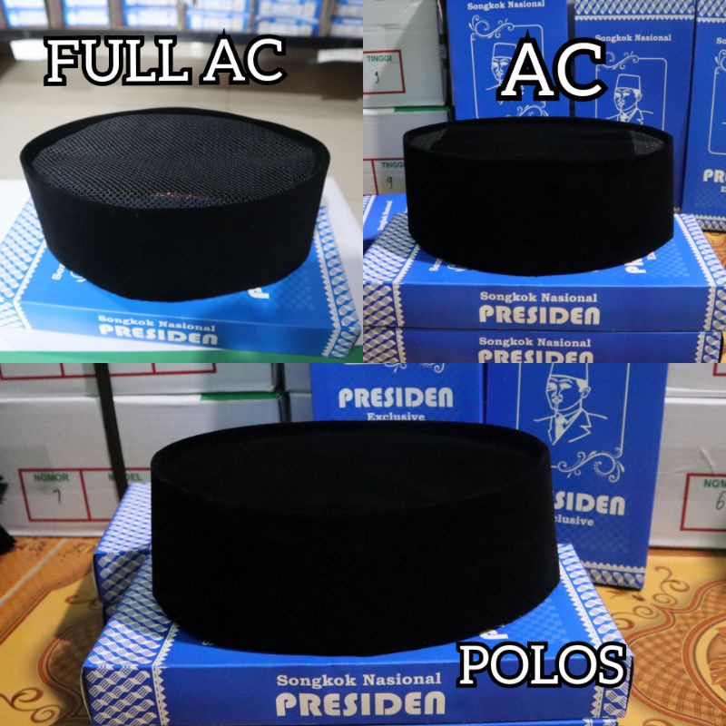 PROMO HARI INI !!! SONGKOK PECI KOPIAH PRESIDEN HITAM POLOS DAN AC TINGGI 9 CM REAL PICT MURAH