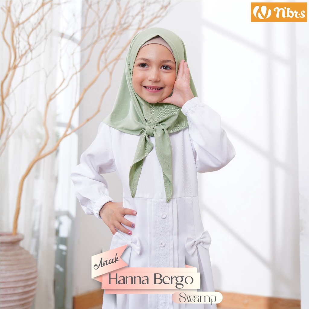 Nibras Hijab Hanna Bergo Bergo Anak Jilbab Instan Bahan Rubika Simple Lembut Casual OOTD