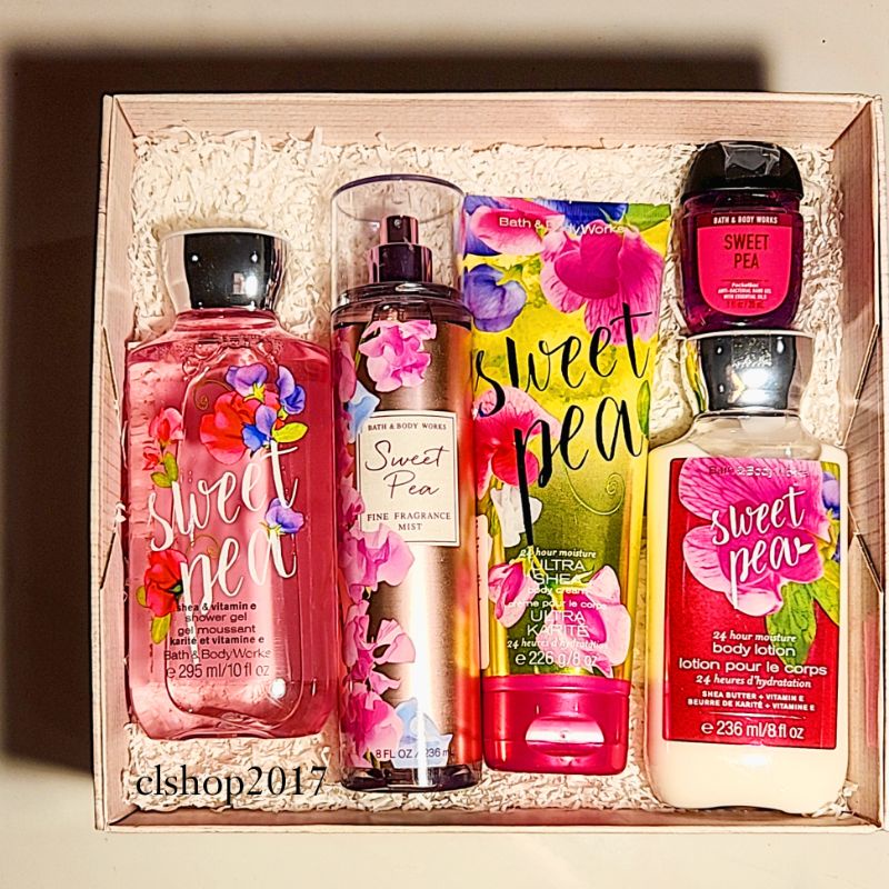 BBW SWEET PEA GIFT SET PAKET BATH &amp; BODY WORKS