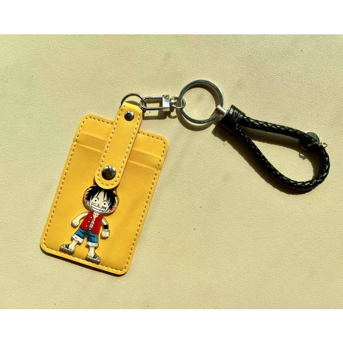 

ID card holder ONE PIECE/Money slot/dompet kartu 5 slot/lanyard/name t - KUNING AOS15