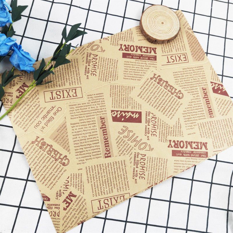 100pcs Kertas Roti ​Motif 38x28cm Baking Paper Motif Anti Grease Wax Paper Untuk Food Wrapping