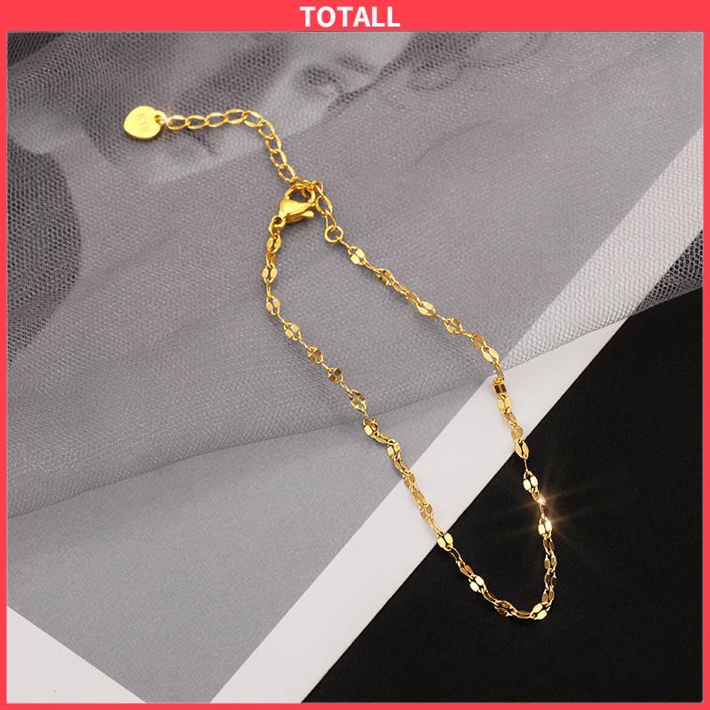 COD Gelang Kaki Titanium Lapis Emas 24k Gold Anti Luntur  Anti Karatan-Totall